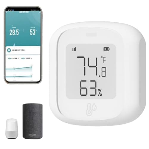 WiFi Thermometer Hygrometer,Tuya WiFi Smart Temperature and Humidity Sensor Indoor LCD Screen Thermometer Monitor,App Notification Alert, Compatible with Alexa Google Assistant
