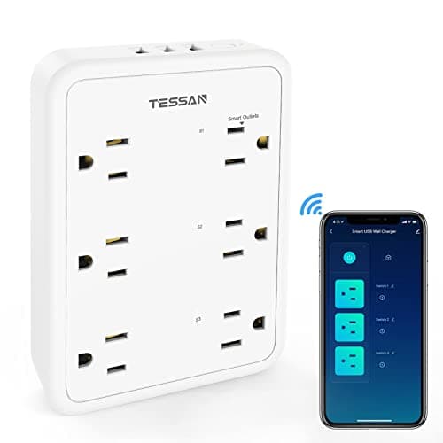 TESSAN Smart Power Strip with 6 Outlet 3 USB, WiFi Wall Smart Outlet Plug with 3 Remote Controll Outlets, Compatible with Alexa Google Assistant for Home Office, Only 2.4 GHz Wi-Fi