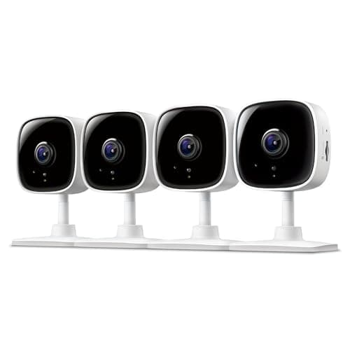 Tapo 1080P Indoor Wired Security Camera - Works as a Baby & Pet Monitor, Motion Detection, 2-Way Audio, Siren, Night Vision, Subscription-Free Local or Optional Cloud, Works with Alexa, C100(4-Pack)