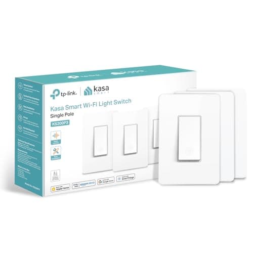Kasa Apple HomeKit Smart Light Switch KS200P3, Single Pole, Neutral Wire Required, 2.4GHz Wi-Fi Light Switch Works with Siri, Alexa and Google Home, UL Certified, No Hub Required, White, 3-Pack