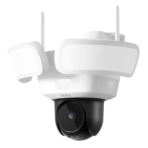 aosu Floodlight Camera Wired, 3K UHD Security Camera Outdoor, 360° Coverage Surveillance, 24/7 Recording, Motion Detection, 2600-Lumen Motion-Activated Floodlight, Color Night Vision