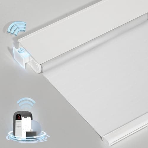 MANSNIX Smart Motorized Blinds with Remote, Cordless No-Drill Automatic Roller Shades, Blackout Electric Blind for Windows, White, 34 x 72