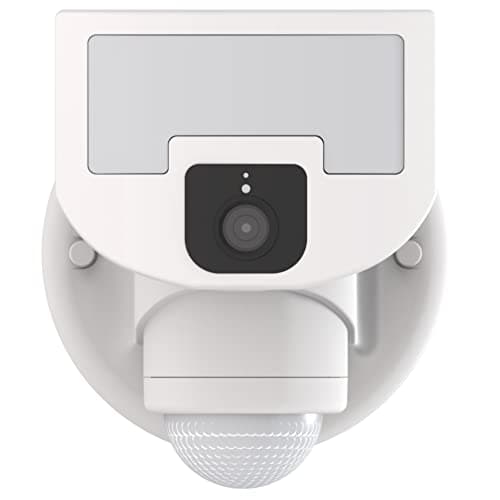 Outdoor Motion Sensor Tracking Floodlight WiFi Security LED Light Camera (White) Versonel Nightwatcher VSL95 Robotic, 1080p, NO Monthly Fees, Free App, Alexa, Google Assistant, Smart Things, 32GB SD