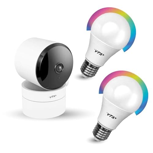 VTA+ Smart Indoor Security & Lighting Kit – 2K WiFi Camera + RGB LED Bulb Set – Alexa & Google Compatible