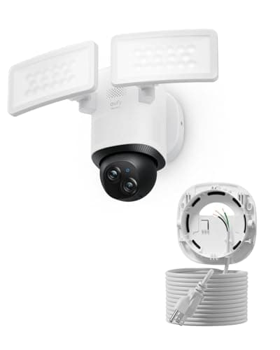 eufy Floodlight Camera E340(with AC Cable),Security Camera Outdoor, 360° PTZ, 24/7 Recording, 2.4G/5G Wi-Fi, 2000 LM, Motion Detection, Built-in Siren, Dual Cam, HB3 Compatible, No Monthly Fee