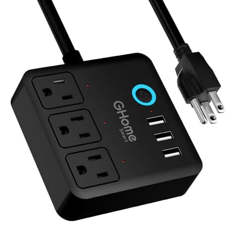 GHome Smart Power Strip with 3 WiFi Outlets & 3 USB, Alexa & Google Home Compatible, ETL Listed Surge Protector Power Strip, App & Timer Control, Ideal for Lamps, Coffee Makers & Office (2.4GHz Only)