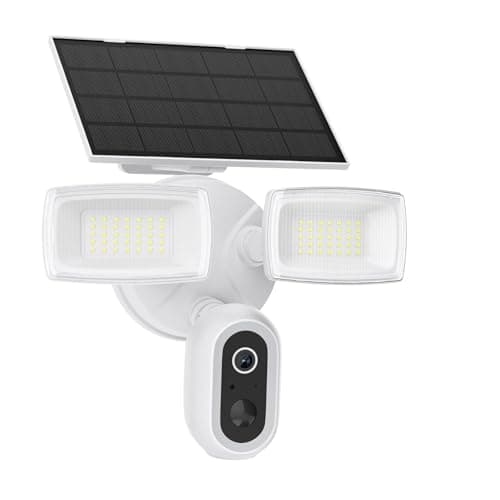 Onforu Solar Floodlight Security Camera, 2K Wireless Outdoor Flood Light Cam with Dual Adjustable Heads, Color Night Vision, Motion Detection, 2.4GHz WiFi, Siren, Rechargeable, Works with Alexa, IP65
