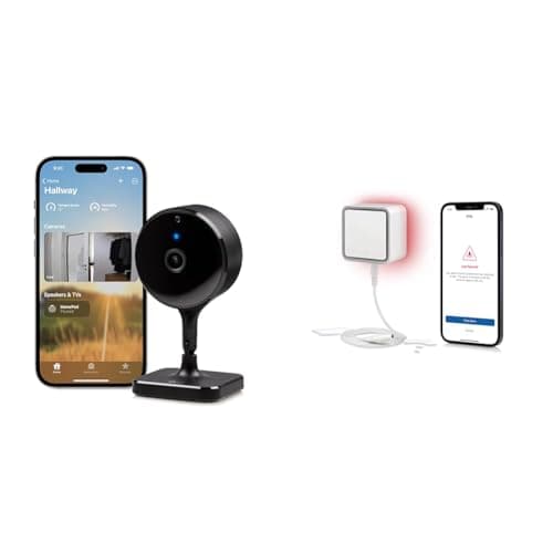 Eve Cam – Smart Indoor Camera, 1080p Resolution, Wi-Fi, 100% Privacy, HomeKit Secure & Water Guard - Smart Home Water Leak Detector, 6.5 ft Sensing Cable, 100 dB Siren, (Apple HomeKit)