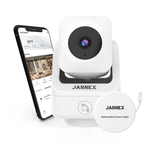 Jarnex 2K Indoor Pan Tilt 360 HD 2.4GHz WiFi Home Security Camera, Baby/Pet Monitors, 2 Way Audio, Smart Light Night, Bluetooth Fast Link, One Click Call, Local/Cloud Storage, Work with Alex/Google