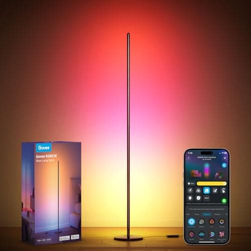 Govee RGBIC Floor Lamp, LED Corner Lamp Works with Alexa, 1000 Lumen Smart Modern Floor Lamp with Music Sync and 16 Million DIY Colors, Color Changing Standing Lamp for Bedroom Living Room Black