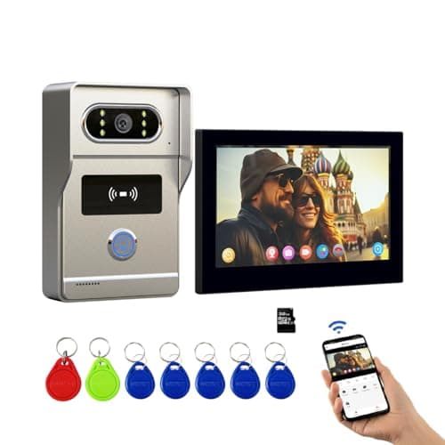 Wireless doorbell Camera with Monitor with HD 1080P Video,WiFi doorbell intercom System,Tuya app Wireless Video intercom,7 Inch Touchscreen Video intercom System