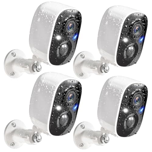 GMK Security Cameras Wireless Outdoor 4 Pack, 2K Battery Powered Cameras for Home Security, Color Night Vision, Motion Detection, 2-Way Talk, IP65 Waterproof, Remote Access, Cloud/SD Storage