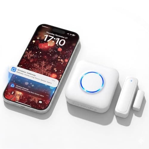 WiFi Sensor, Smart Motion Detector Kit with Phone App Alerts, Includes Gateway Hub, PIR Motion Sensor, Doorbell Button, Door Sensor, DIY Burglar Alarm for Home Business Apartment (Only 2.4GHz)
