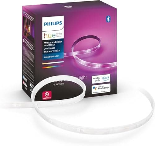 Philips Hue Indoor 6-Foot Smart LED Light Strip Plus Base Kit  Color-Changing Single Color Effect  1 Pack  Control with Hue App  Works with Alexa, Google Assistant and Apple HomeKit
