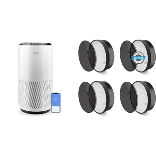 LEVOIT Air Purifiers for Home Large Room Up to 1980 Ft² in 1 Hr With Air Quality Monitor & LV-H132 Air Purifier Replacement Filter, 3-in-1 Nylon Pre-Filter, HEPA Filter