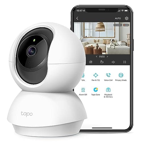 Tapo 2K Indoor Pan/Tilt Wired Security Camera - Works as a Baby Monitor & Pet Camera, Motion Detection, 2-Way Audio, Siren, Night Vision, Subscription-Free Local Storage or Optional Cloud, C210