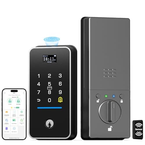 Anweller Smart Deadbolt Lock, WiFi Fingerprint Keyless Entry Door Lock for Front Door, with Auto Lock Sensor, Display Screen, 10000mAh Battery, Code Keypad, RFID Card, App Remote Control