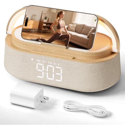 FREEFISH Bluetooth Speaker with Wireless Charge FM Radio 2500mAh Battery, LED Night Light Suitable for Home,Bedroom,Office,Gifts