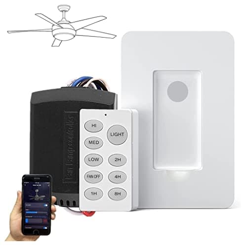 Nexete Universal Smart Wi-Fi Ceiling Fan Remote Control Kit, Fan Speed Timming and Lingt Dimmer,Small Size Remote and Receiver for Hampton,Hunter,Harbor Breeze,Compatible with Alexa & Google Home
