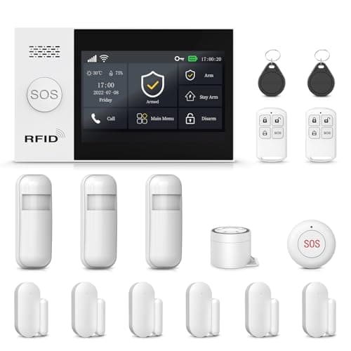 PGST 16-Piece Kits Home Security Alarm System with Real-Time Alerts,Wireless WiFi+GSM/4G Alarm Systems,Smart Life Tuya APP Control,Compatible with Alexa/Google  Easy Installation for 24/7 Protection