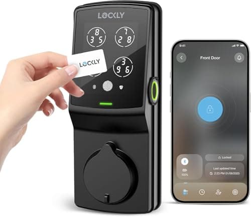 Lockly Secure Plus, RFID Card Smart Lock, Keyless Entry Door Lock, Smart Locks for Front Door, PIN Genie® Keypad, 3D Biometric Fingerprint Sensor, Auto Lock Smart Door Lock