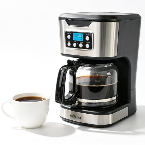 HousesAid Programmable Coffee Maker 12 Cup Brew & Drip coffee machine, Fully Automatic, 1,4 Cup Setting, Stainless Steel,Keep- Warm Function, Household, Home and Office,Black