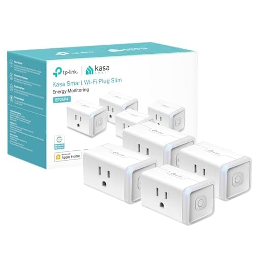 Kasa Smart Plug Mini 15A, Apple HomeKit Supported, Smart Outlet Works with Siri, Alexa  Google Home, UL Certified, App Control, Scheduling, Timer, 2.4G WiFi Only, 4 Count (Pack of 1) (EP25P4), White