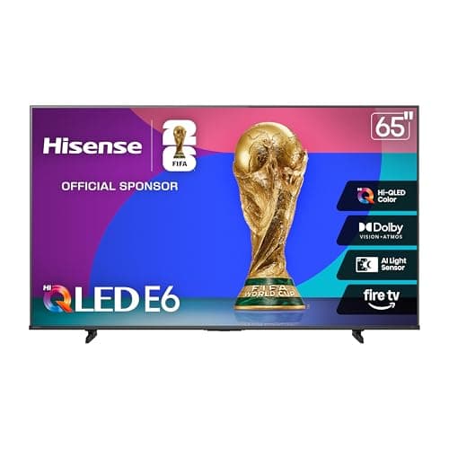 Hisense 65" E6 Cinema Series Hi-QLED 4K UHD Smart Fire TV (65E6QF, 2025 Model) -AI Light Sensor, Dolby Vision · Atmos, Voice Remote with Alexa, Motion Rate 120, HDR 10+ Adaptive, Game Mode Plus