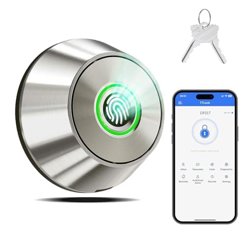 Fingerprint Keyless Entry Door Lock – Smart Deadbolt with App Control, 10-Month Battery Life, Easy Installation, Deadbolt Alternative, IP66 Waterproof, Includes 2 Backup Keys