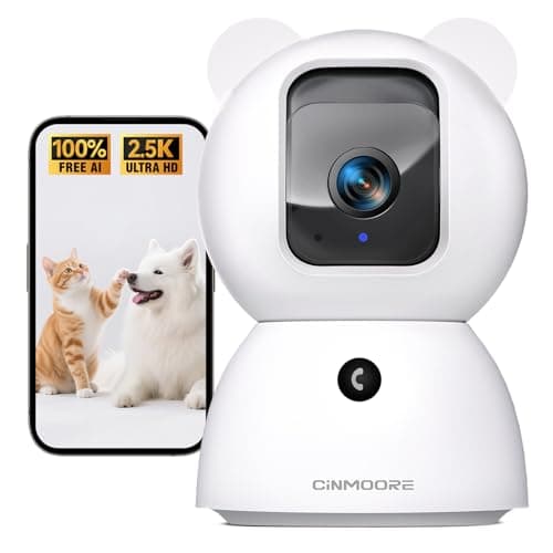 CINMOORE 2.5K Pet Camera Indoor with Phone App, Dog/Cat Camera | 4MP Indoor Camera for Home Security, Baby Monitor with Free AI Person/Pet/Cry Detection, Pan Tilt 2.4GHz WiFi, Full Duplex 2-Way Audio