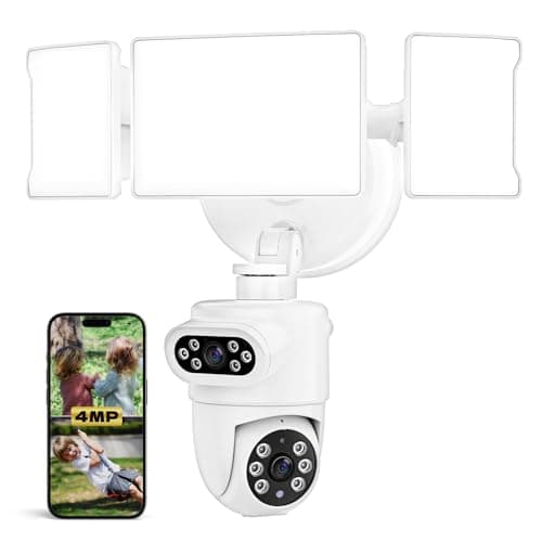 Olafus 2K Dual Lens Security Camera Outdoor, 360° Auto Tracking, 5500LM Floodlight, Color Night Vision, Motion Detection, 2-Way Audio, Alexa/Google Home, 2.4G WiFi Flood Light Camera Outdoor Wired
