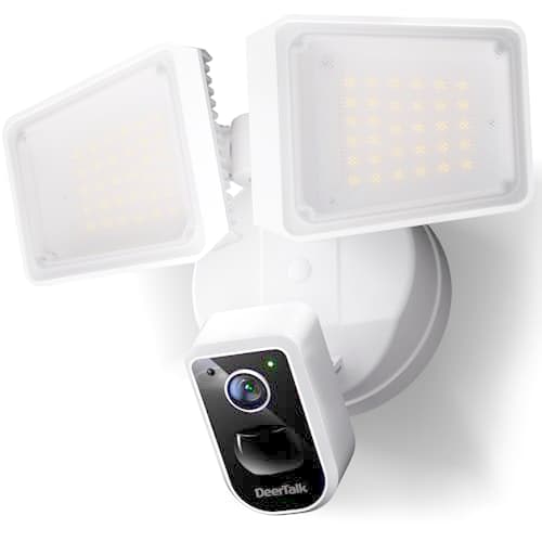 DeerTalk Security Floodlight Camera Outdoor - Flood Lights Camera Wired Motion Lights 2-Way Audio 2K and 150dB Siren 4230 lm 2.4G&5G WiFi Alexa-Compatible 3000-5000K 24/7 Recording for Home Security
