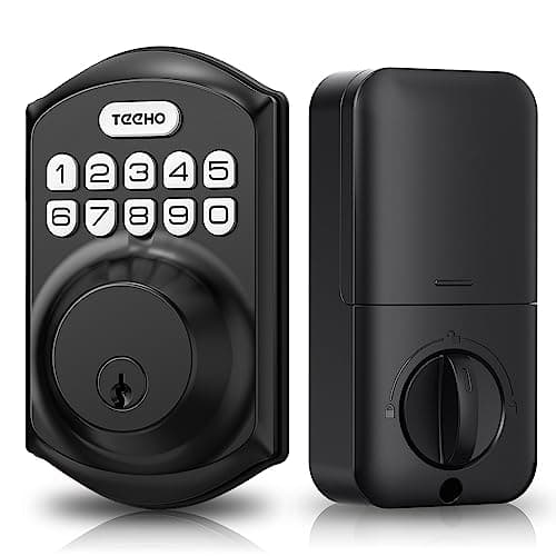 TEEHO TE001 Keyless Entry Door Lock with Keypad  Smart Deadbolt Lock for Front Door with 2 Keys  Auto Lock  Easy Installation  Matte Black