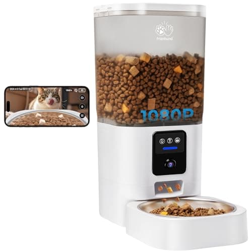 Frienhund Automatic Cat Feeder with Camera: 5G WiFi Automatic Dog Feeder with Night Vision, 7L Auto Cat Food Dispenser with 1080P Camera for Multiple Pet, Detachable for Easy Clean -29 Cup (ACF100W-B)