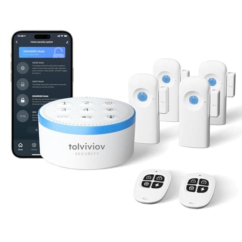 tolviviov Alarm System Wireless, DIY Door Alarm System for Home Security, Smart App Alerts, 7-Piece Kit, No Monthly fee, WiFi Alarm, Door Window Motion Sensor, for Home Security, and Kids Safety