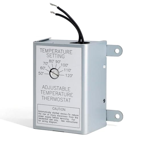 Attic Fan Thermostat Control for Power Attic Ventilators and Exhaust Fans, 120V Adjustable Thermostat Switch Replace 58033 Single Speed Precise Temperature Controller