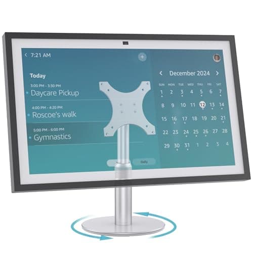 Letlar Stand for Echo Show 21 and 15 (1st, 2nd Gen), Adjustable Stand, Metal Table Holder, Alexa Show 15 2nd Generation Tilt Desk Holder (Silver)