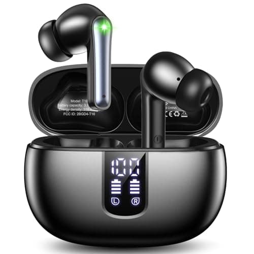 foxotin Ear Buds Wireless Earbuds - Bluetooth 5.3 Headphones (48H Playback) Built in Mic with LED Display Charging Case, IP7 Waterproof Earphone for iPhone Andriod Phones Laptop Sports Workout-Black