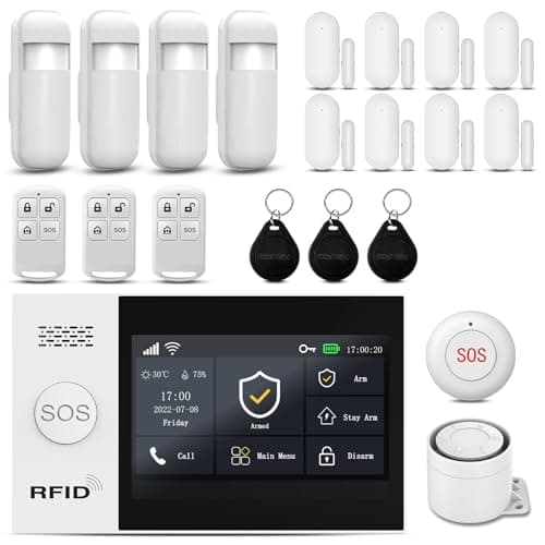 PGST Wireless Home Alarm System 21-Piece Kit, WiFi/4G Alarm System for Home Security with Phone APP Alert (Door Sensors,Alarm Siren, Remote, Motion Detector) for Home, Apartment, Work with Alexa