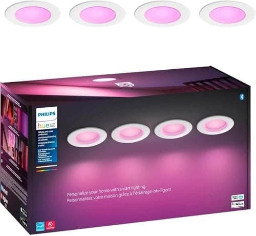 Philips Hue Smart 6 Inch LED Downlight  4 Pack, Color-Changing, 1100LM  Control with App, Compatible with Alexa, Google Assistant, Apple HomeKit