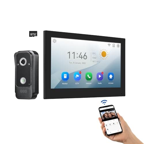Wifi Wired Video Doorbell System (Wiring Required), 10 Inch High-Definition Monitor +Ring Camera, Support Two-Way Intercom Tuya APP Remote Control & 1080P IR Night Vision for Villa Home Apartment