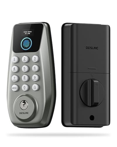 DESLOC C110 Smart Lock with LockVue Display, 3-in-1 Keyless Entry Door Lock with Fingerprint, Passcode & Key, BHMA Certified Deadbolt, Auto Lock, 12-Month Battery for Home, Apartment & Airbnb, Nickel