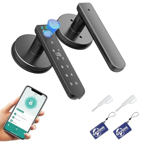 Gavdhe Fingerprint Door Lock Smart Fingerprint Door Knob with Keyless Entry Biometric Door Lock with Keypad App Control Easy Installation for Home Bedroom Office(Black)