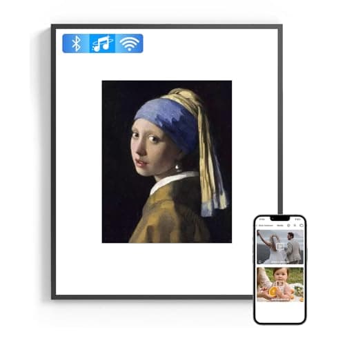 Arktronic 19" Smart Digital Art Frame with Bluetooth Speaker, AI Lyrics Display, 10,000+ Artworks, Photo & Video Playback, Wall-Mounted Digital Picture Frame for Home, Office & Café