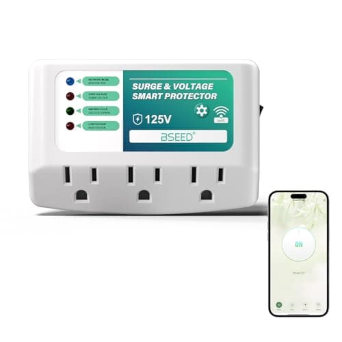 BSEED WiFi Smart Plug, 3 Outlet Surge Voltage Protector with Light Indicator, APP Control, Energy Monitoring, Wall Mount Power Suppressor for Refrigerator/TV/PC, 125V/1875W, FCC Listed,1 Pack