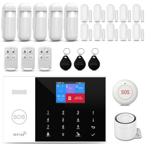 PGST Wireless Home Alarm System 24-Piece Kit, WiFi/4G Alarm System for Home Security with Phone APP Alert (Door Sensor,Siren,Remote, Motion Detector) for Home, Apartment, Compatible with Alexa