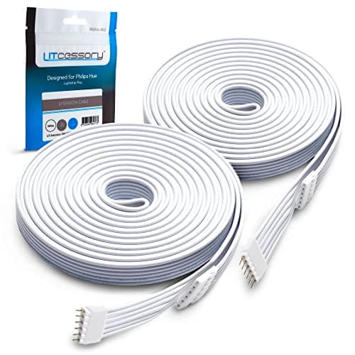 Litcessory Extension Cable for Philips Hue/WiZ Lightstrip (10ft, 2 Pack, White  Standard 6-PIN V3 / WiZ Lightstrip)