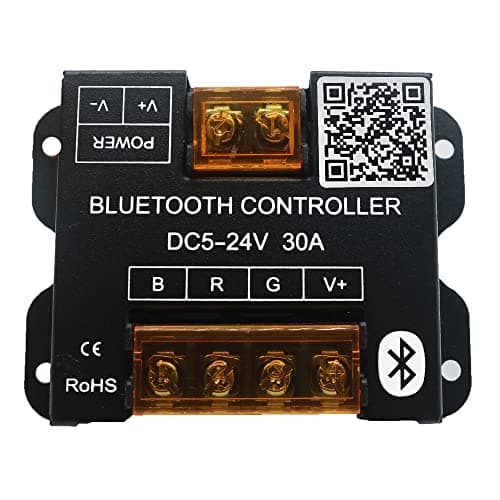 TOPXCDZ Bluetooth 30A LED Controller DC5-24V Smart Dimmer Controller With Timer Function for 5050 3528 RGB LED Light Strip,iOS Android Smartphone App Control