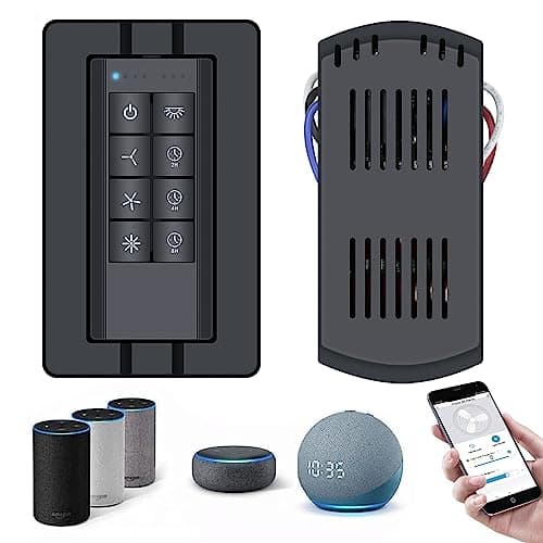 Universal Smart WiFi Ceiling Fan Remote Control Kit, 3 Speed Control with Dimmer, Compatible with Alexa, Google Assistant and Smart Life App, 2-8h Timming