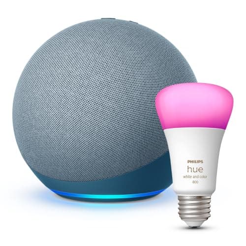 Echo (4th Gen) | Twilight Blue with Philips Hue Color Smart Bulb